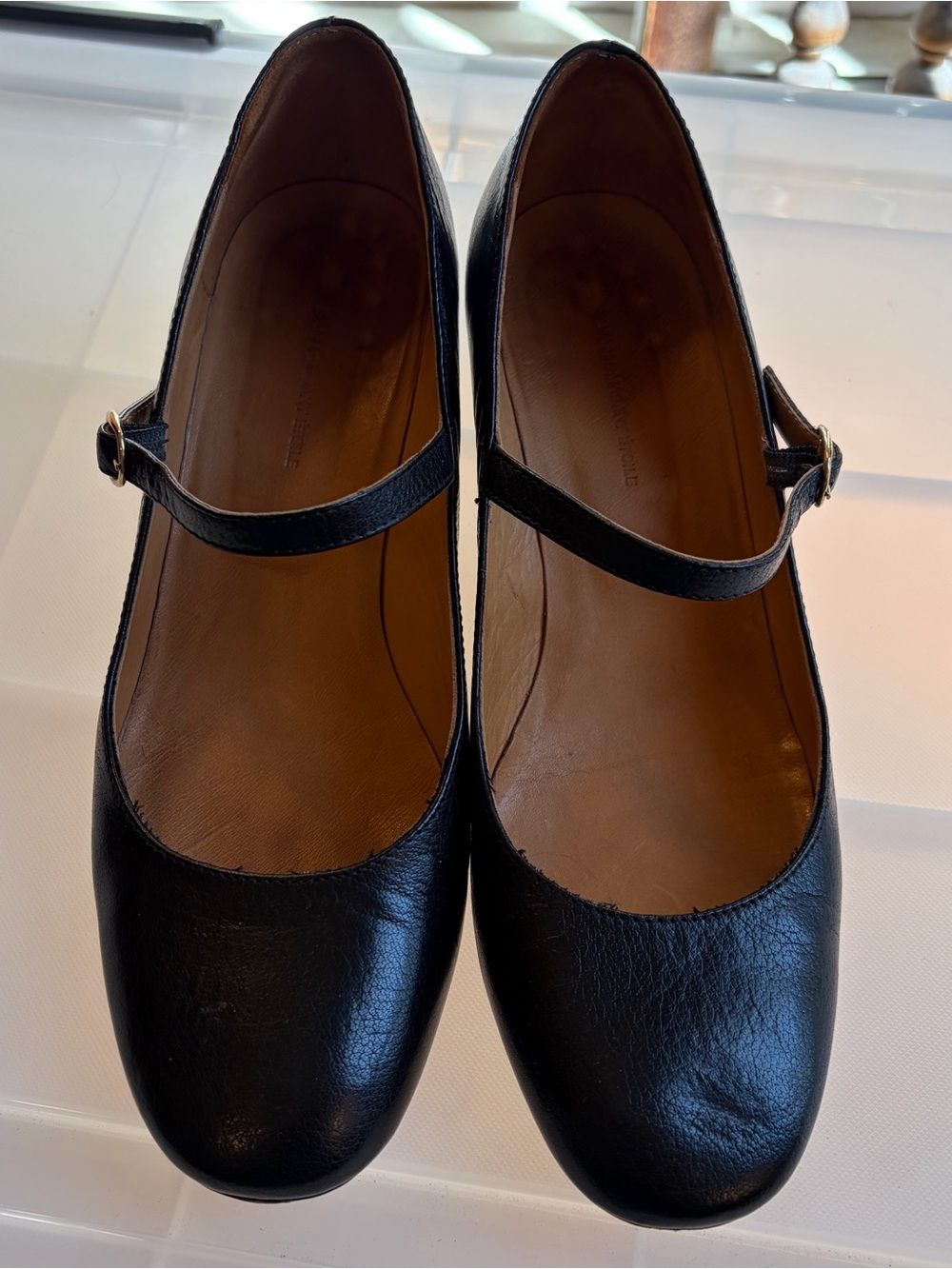 ISABEL MARANT ÉTOILE Louanne Black Leather Wood Block Mary Jane Heels Size 38 - Picture 4 of 15